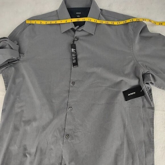 Alfani Men's Gray, Cotton Blend, Button-Up Dress Shirt. Size XL (NWT) - Picture 5 of 13